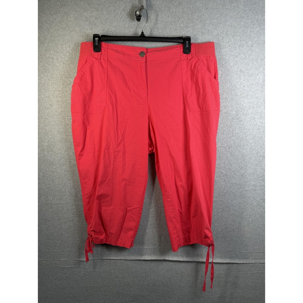 Studio Works Capri Pants Womens 18W Pink Stretch Pull On Drawstring Casual